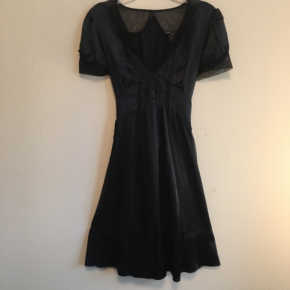 Marc Jacobs Black Satin Short Sleeve Mini Dress